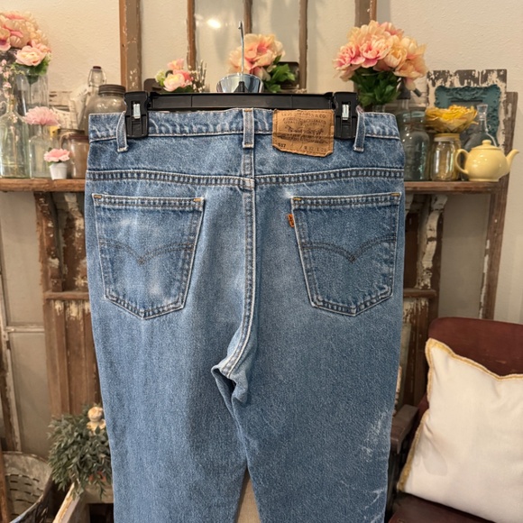 VINTAGE LEVI's 517 ORANGE TAB JEANS | DISTRESSED | 32x29 | 7 BELT LOOPS | 80's - Picture 11 of 14
